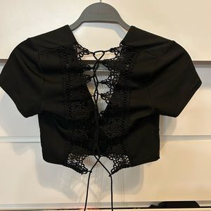 Black crop top with lace back